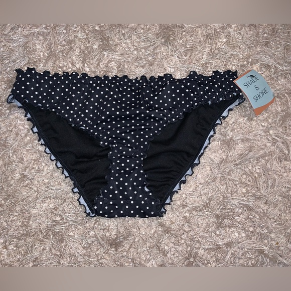 Shade & Shore Black Polka Dot Bikini Bottom Low Rise Cheeky size Medium NWT - Picture 5 of 7